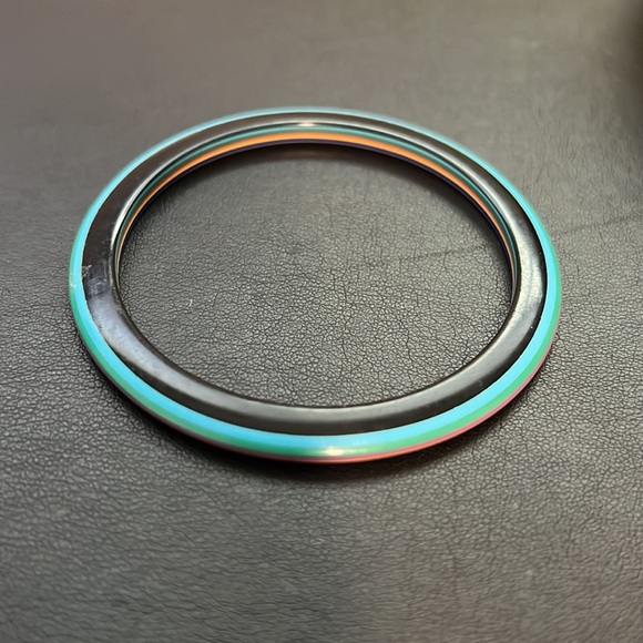 Vintage Plastic Bracelet, Black, White, Multicolor, Thin, Retro, Boho - Picture 8 of 9